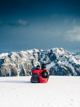Werken als stel in de sneeuw